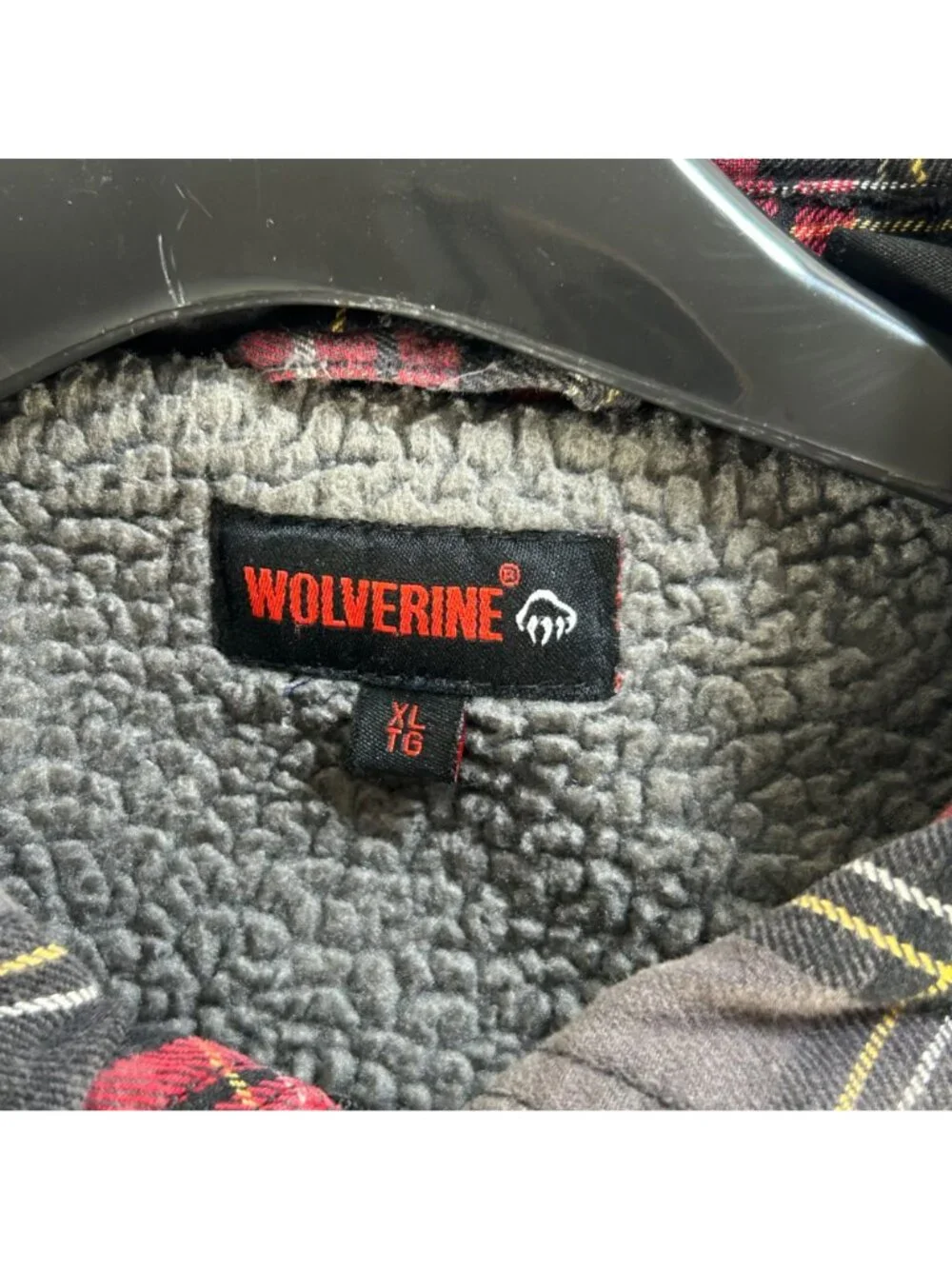 Wolverine Red & Black Plaid Shacket Mens XL Sherpa Lined Flannel Zip Work Wear